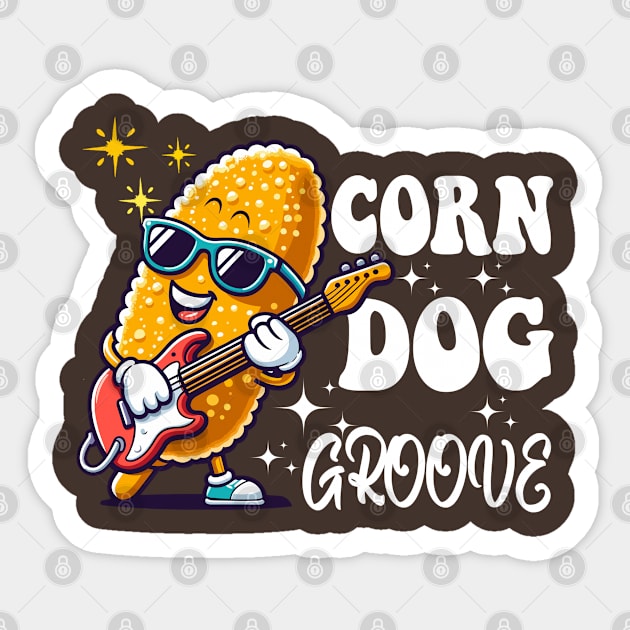 Corn Dog - Corn Dog Groove Sticker by JessArty